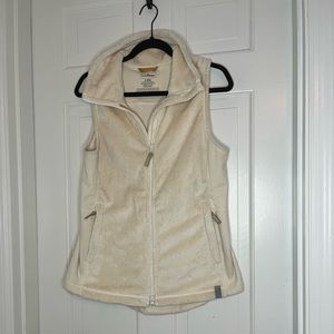 EUC LL Bean luxe fleece vest, cream, size small